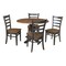 International Concepts 42 in. Solid Wood Round Drop Leaf Pedestal Table with 4 Dining Chairs in Hickory/Washed Coal K45-42DPT-23B-C617-4 - alternate 1